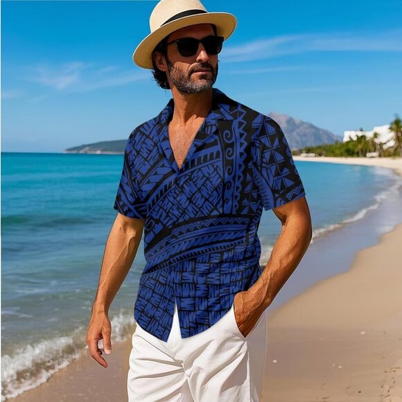 Polynesian Couples Outfits Matching Sets Women Dress Men Shirt Beach Luau - Picture 3 of 7